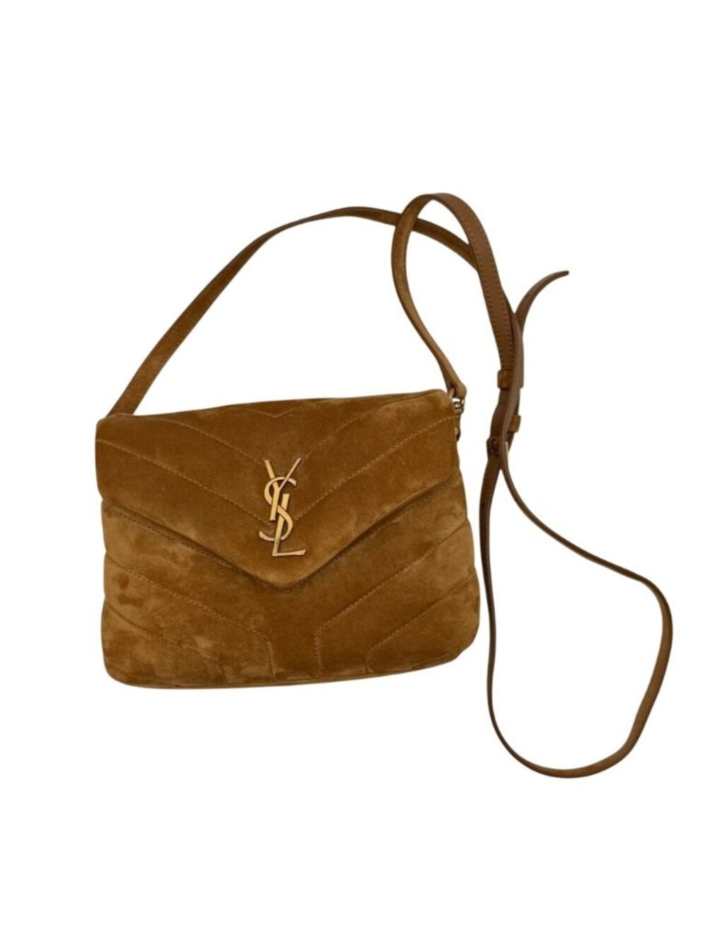 Saint Laurent YSL Toy Loulou Quilted Suede Shoulder Bag – Cinnamon